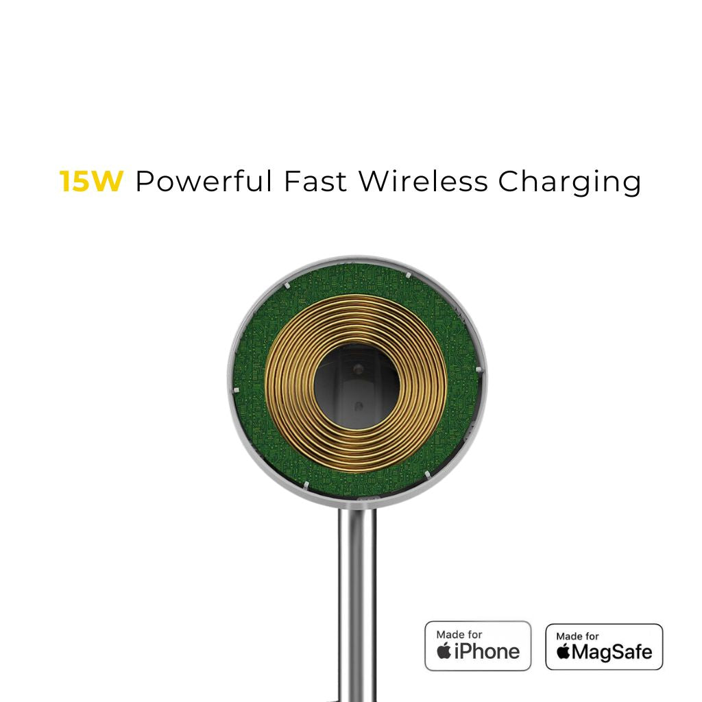 Magnetic Fast Wireless Charger for iPhone 15 and AirPods - 15W Charging - Stylish Stand - internals